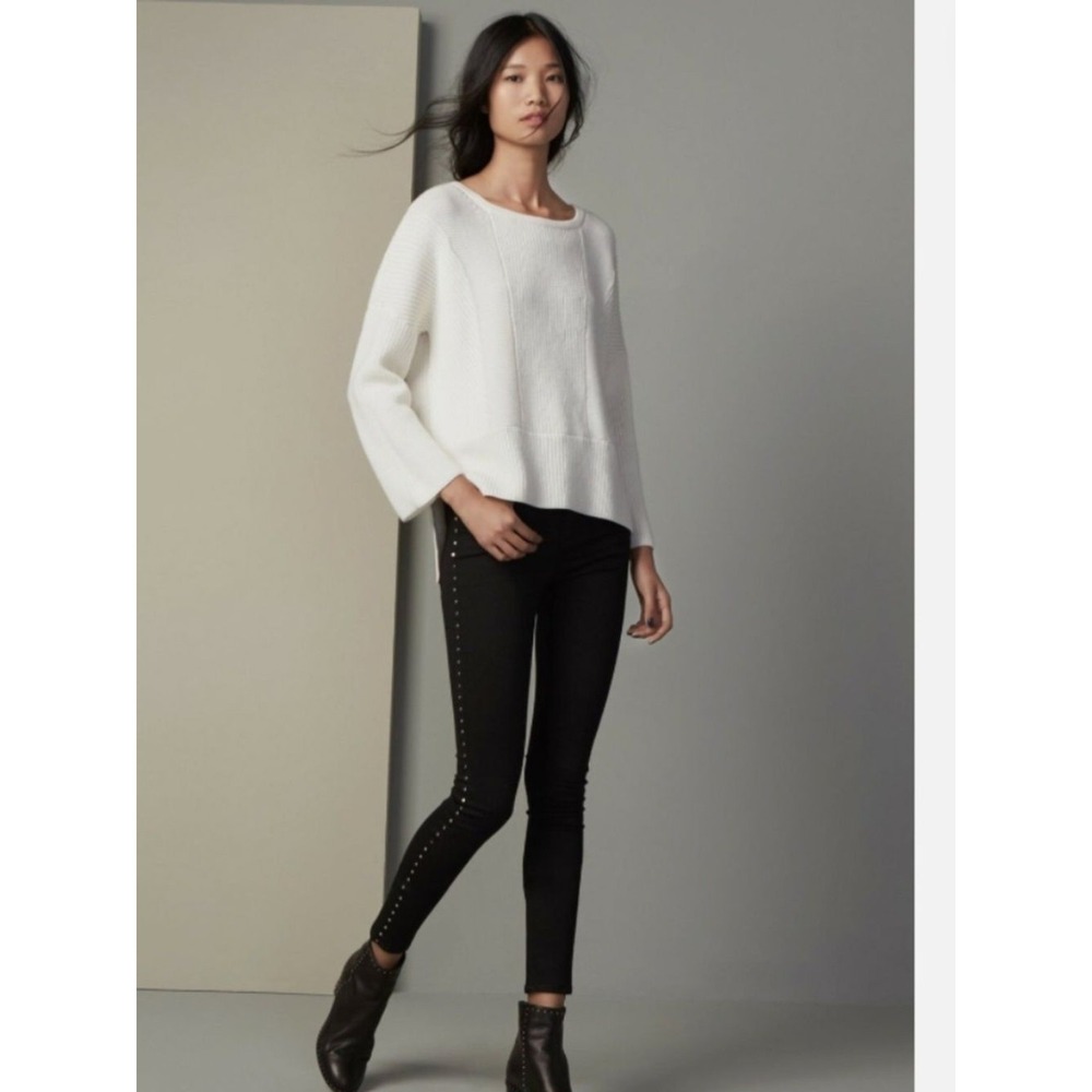 Oversized Fisherman Rag & Bone JEAN Ivory 100% Merino Wool Sweater XS Minimalist